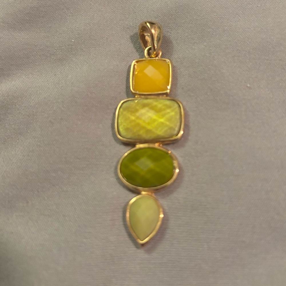 Vintage Lia Sophia “Infuse” pendant slide in green and gold tones